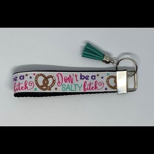 Salty pretzel handmade keychain